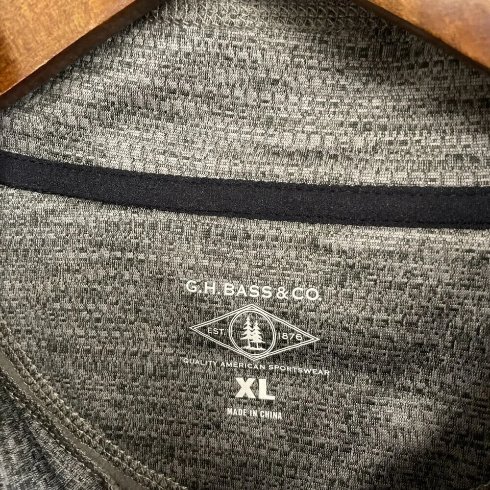 NEW G.H. Bass & Co. Men's XL Mixed Media Quarter Zip Pullover Gray Sweashirt